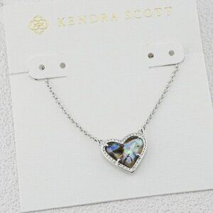 💖Kendra Scott Abalone Shell Silver Heart Pendant Necklace✨